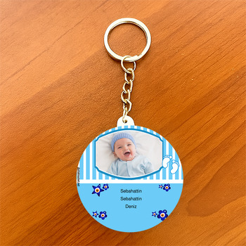Nazar Boncuk 4 Temalı Bebek Daire Plastik Anahtarlık