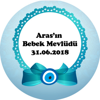 Nazar Boncuk Temalı Daire Plastik Anahtarlık