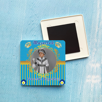 Nazar Boncuklu Sünnet Temalı Kare Plastik Kare Magnet
