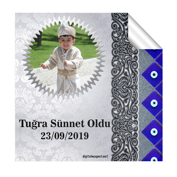 Nazar Boncuklu Temalı Kare Etiket
