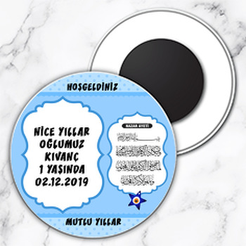 Nazar Duası 4 Temalı Daire Plastik Magnet