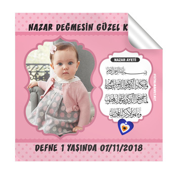 Nazar Duası Temalı Doğum Günü  Kare Etiket