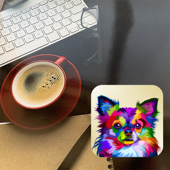 Neon Renkli  Köpek Temalı Bardak Altlığı