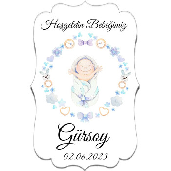 Neşeli Bebek ile Oyuncaklı Çerçeve Temalı Özel Kesim Magnet