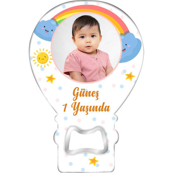 Neşeli Bulutlar ile Gökkuşağı Çerçeve Temalı Balon Magnet Açacak