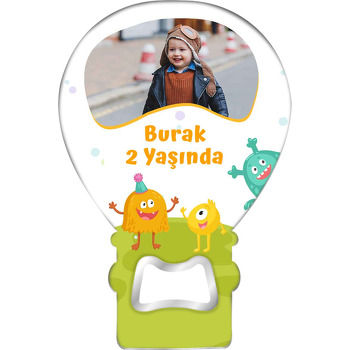 Neşeli Canavarlar Temalı Balon Ahşap Magnet 
