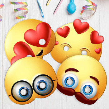 Neşeli Emojiler 2 Temalı Parti Maskesi