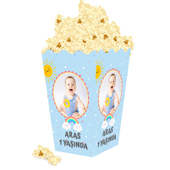 Neşeli Gökkuşağı Temalı Popcorn Kutusu