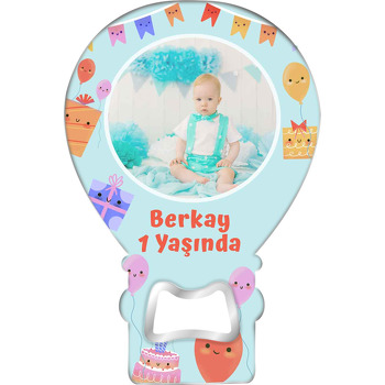 Neşeli Hediye Paketi ile Balon Temalı Balon Ahşap Magnet 