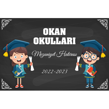 Neşeli Mezunlar ile Kara Tahta Fon Temalı Afiş