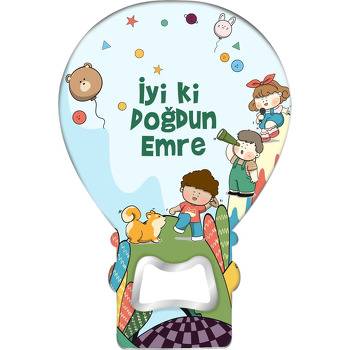 Neşeli Minik Çocuklar Temalı Balon Ahşap Magnet 