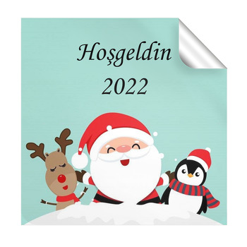 Neşeli Noel Baba ile Arkadaşları Temalı Kare Etiket