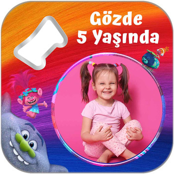 Neşeli Troller Temalı Kare Magnet Açacak