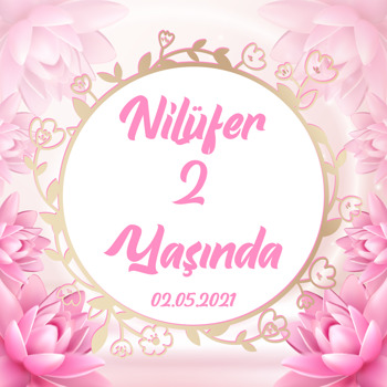 Nilüfer Temalı Kare Doğum Günü Parti Afiş