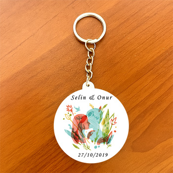 Nişan Temalı Daire Plastik Anahtarlık