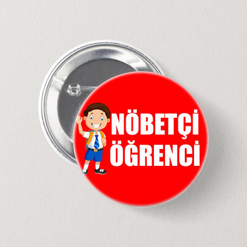 Nöbetçi Erkek Öğrenci Kırmızı Fon Temalı İğneli Buton Rozet