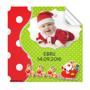 Noel Baba ve Geyikleri  Kare Etiket