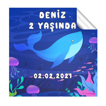 Okyanus Temalı Kare Etiket