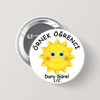 Örnek Öğrenci Güneş Temalı İğneli Buton Rozet