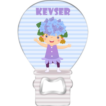 Ortanca Kostümlü Kız Çocuk Temalı Balon Ahşap Magnet 