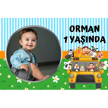 Otobüste Sevimli Hayvanlar Temalı Doğum Günü Hediyelik Magnet