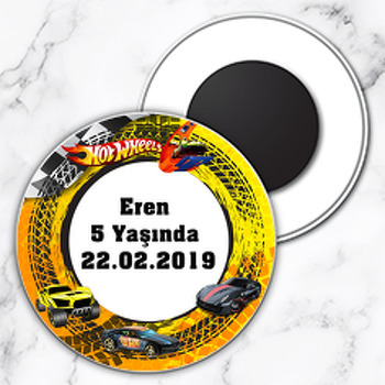 Oyuncak Arabalar Sarı Temalı Daire Plastik Magnet