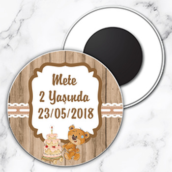 Oyuncak Ayı Temalı Daire Plastik Magnet