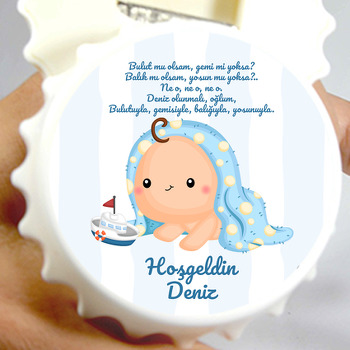 Oyuncak Gemi ile Bebek Temalı Kapak Şekilli Magnet Açacak
