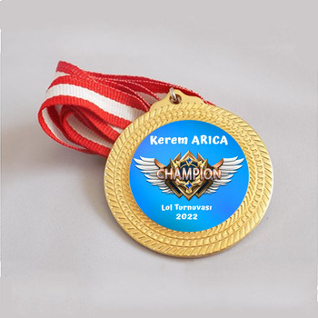 Oyuncu Champion Mavi Fon Temalı Metal Madalya