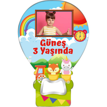 Oyuncu Hayvanlar Trende Temalı Balon Ahşap Magnet 