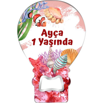 Palyaço Balık ile Kırmızı Mercanlar Temalı Balon Ahşap Magnet 