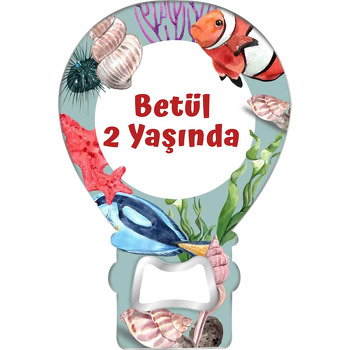 Palyaço Balık ile Mercanlar Temalı Balon Ahşap Magnet 