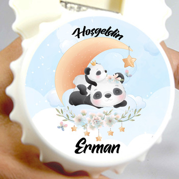 Panda Anne ile Yavrusu Temalı Kapak Şekilli Magnet Açacak