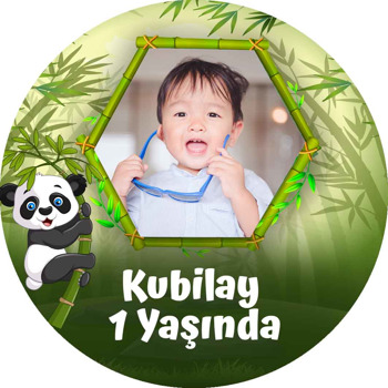 Panda ile Bambu Ormanı Temalı Akrilik Daire Magnet