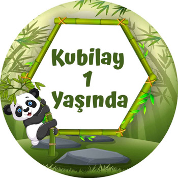 Panda ile Bambu Ormanı Temalı Akrilik Daire Magnet