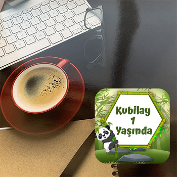 Panda ile Bambu Ormanı Temalı Bardak Altlığı