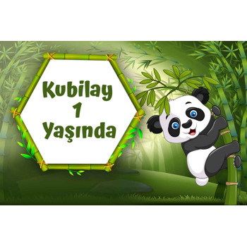 Panda ile Bambu Ormanı Temalı Doğum Günü Magnet