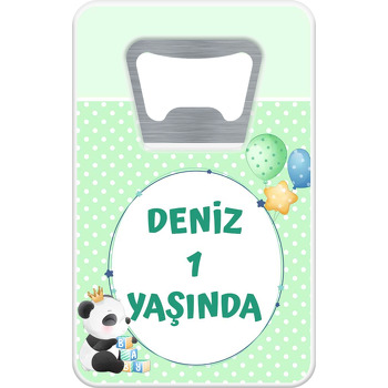 Panda ile Yıldızlı Çerçeve Temalı Dikdörtgen Magnet Açacak