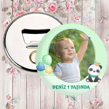 Panda ile Yıldızlı Çerçeve Temalı Fotoğraflı Magnet Açacak