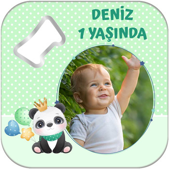 Panda ile Yıldızlı Çerçeve Temalı Kare Magnet Açacak