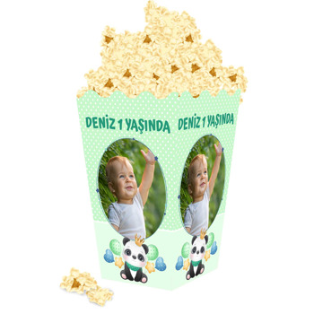 Panda ile Yıldızlı Çerçeve Temalı Popcorn Kutusu