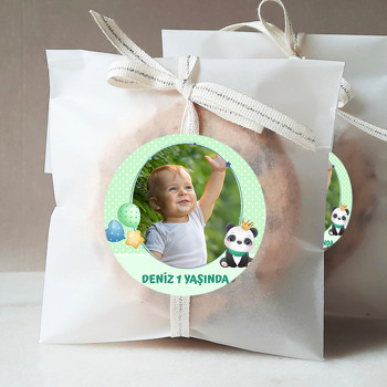 Panda ile Yıldızlı Çerçeve Temalı Resimli Sticker