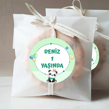 Panda ile Yıldızlı Çerçeve Temalı Sticker