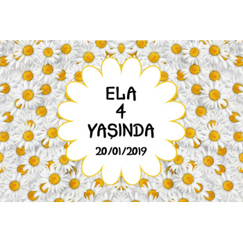 Papatya Temalı Doğum Günü Afiş