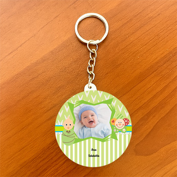 Papatya Temalı Hoşgeldin Bebek Daire Plastik Anahtarlık