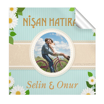 Papatya Temalı Kare Etiket