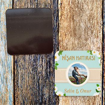 Papatya Temalı Kare Magnet