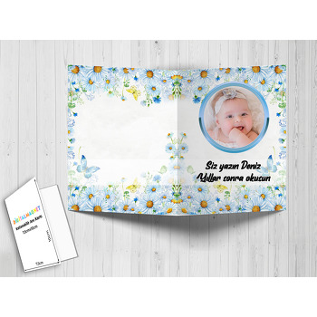 Papatya ve Kelebek Temalı Anı Kartı