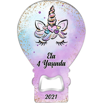 Parıltılı Unicorn Temalı Balon Magnet Açacak