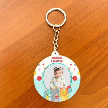 Parti Temalı Resimli Daire Plastik Anahtarlık